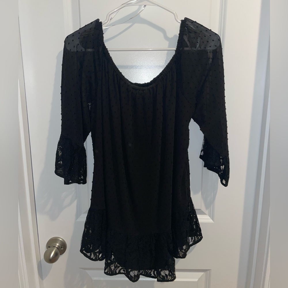 Black Swiss Dot Top